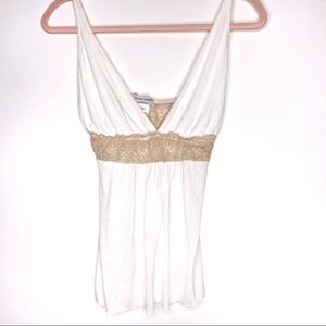 Vintage y2k Guess white camisole with cream lace detailing EUC
